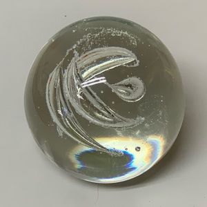 Vintage Murano Style Double Helix Swirl Controlled Bubble Art Glass Paperweight